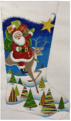 4183 Santa on Reindeer in Flight Stocking