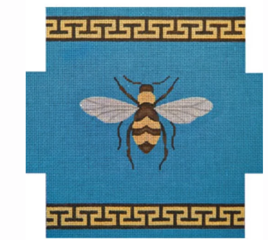 JP-BC002 Bee on Blue with Greek Key Border