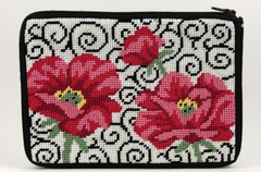 SZ575 Poppies on Scrolls Cosmetic Purse