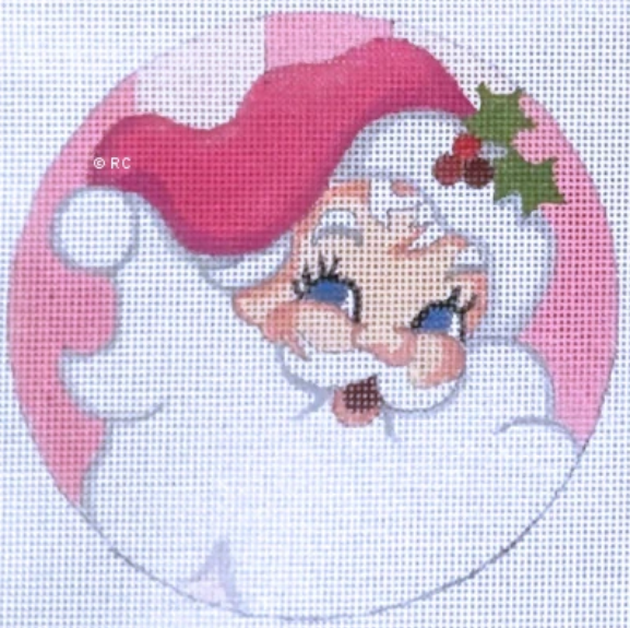 HO-2072 Round Santa on Pink Background