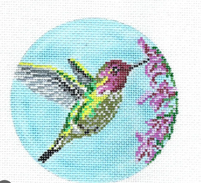1880 Bird Round ~ Elegant Anna's Hummingbird 4" Rd. 18 Mesh