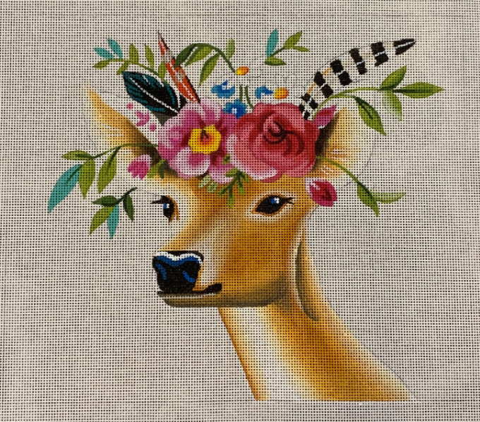 AN407 Deer with Flowers