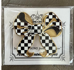 Large Black, White & Gold Bow needle minder by Accoutrement Designs