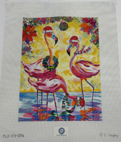 PLD-EN-056 Holiday Flamingos in Santa Hats