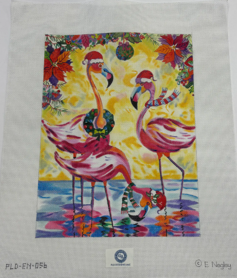 PLD-EN-056 Holiday Flamingos in Santa Hats