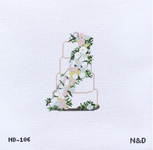 ND-106 Cream and Pastel Flowers Wedding Cake