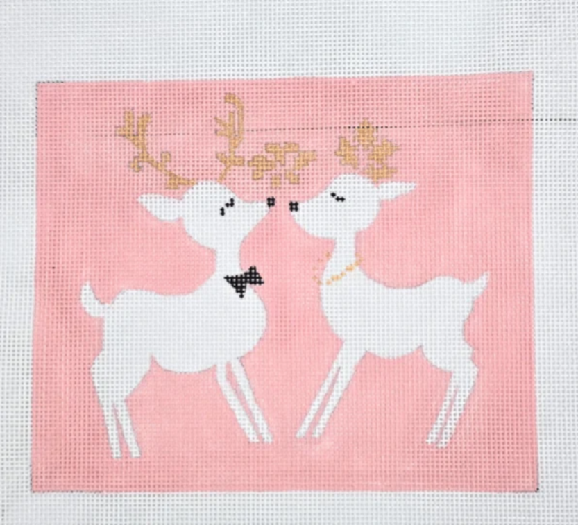 Pink Kissing Reindeer