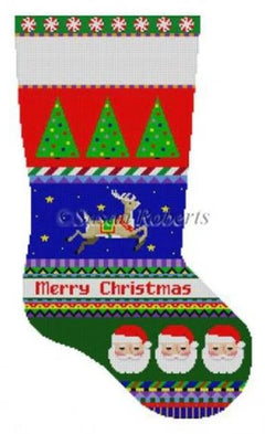 SR153 Bold Stripe, Reindeer in Stars, Santa Face Stocking