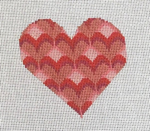 TM-31 Bargello Hearts in Heart - Pink and Red