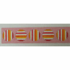 KKB564 oranges and pinks striped circles on pink belt 1.25 x 36.25