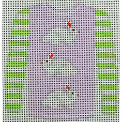 KKO208K 3 White Bunnies on Lavender 3.75 x 3.625