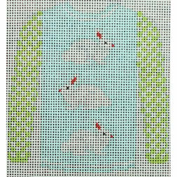 KKO208L 3 White Bunnies on Pale Blue 3.75 x 3.625