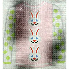 KKO208R 3 White Bunny Faces on Pink 3.75 x 3.625