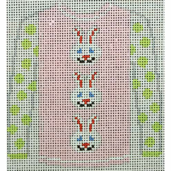 KKO208R 3 White Bunny Faces on Pink 3.75 x 3.625
