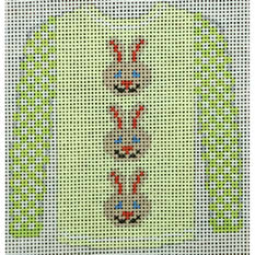 KKO208S 3 Brown Bunny Faces on Yellow 3.75 x 3.625