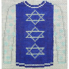 KKO212F Star of David on Royal Blue Sweater 3.75 x 3.625