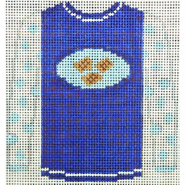 KKO212J Potato Latkes on Royal Blue Sweater 3.75 x 3.625