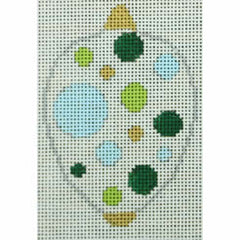 KKO218A Bauble Gold TB Blue Green Dots 2.5 x 3.5