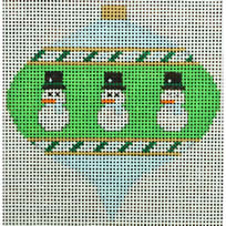 KKO218AA bauble small snowman on blue green top point 3.5 x 3.5