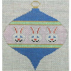 KKO218AF bauble with 3 white bunnies on purple 3.5 x 3.5