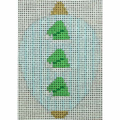 KKO218C Bauble Gold TB Green Santa Hats on Blue Stripes 2.5 x 3.5