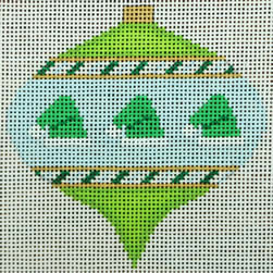 KKO218D Bauble Gold TB Green Santa Hats on Green Blue Top Point 2.5 x 3.5