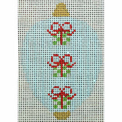KKO218G Bauble Gold TB Presents on Blue Stripes 2.5 x 3.5