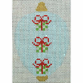 KKO218G Bauble Gold TB Presents on Blue Stripes 2.5 x 3.5