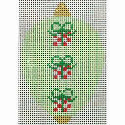 KKO218H Bauble Gold TB Presents on Green Stripes 2.5 x 3.5
