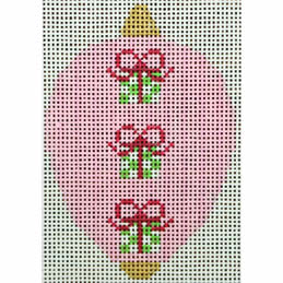 KKO218I Bauble Gold TB Presents on Pink Stripes 2.5 x 3.5