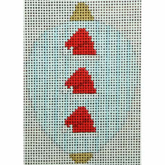 KKO218L Bauble Gold TB Red Santa Hats on Blue Stripes 2.5 x 3.5