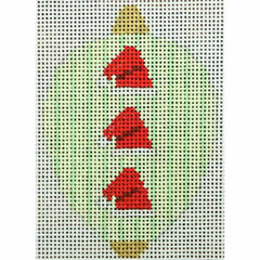 KKO218M Bauble Gold TB Santa Hats on Green Stripes 2.5 x 3.5
