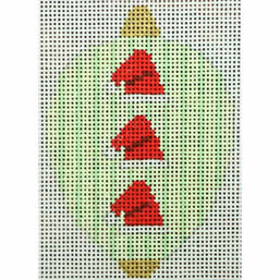 KKO218M Bauble Gold TB Santa Hats on Green Stripes 2.5 x 3.5