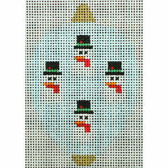 KKO218N Bauble Gold TB Snowmen on Blue Stripes 2.5 x 3.5