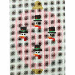 KKO218O Bauble Gold TB Snowmen on Pink Stripes 2.5 x 3.5