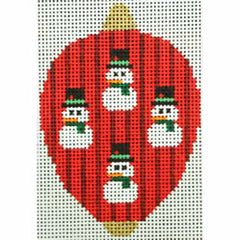 KKO218P Bauble Gold TB Snowmen on Red Stripes 2.5 x 3.5