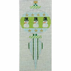 KKO218V round with pinpoint bars snowman blue green 6 x 2.75