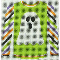 KKO220D ghost on acid green sweater w/ multicolored sleeve 3.75 x 3.625