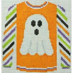 KKO220E ghost on orange sweater w/ multicolored sleeve 3.75 x 3.625