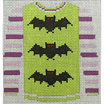 KKO220G 3 bats on acid green sweater w/ purple sleeve 3.75 x 3.625