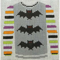 KKO220H 3 bats on gray sweater w/ multicolored sleeve 3.75 x 3.625