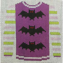 KKO220J 3 bats on purple sweater w/ purple/green striped sleeve 3.75 x 3.625