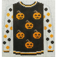 KKO220L 6 pumpkins on black sweater 3.75 x 3.625
