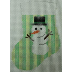 KKO244B big snowman on green stripes 4.5 x 3