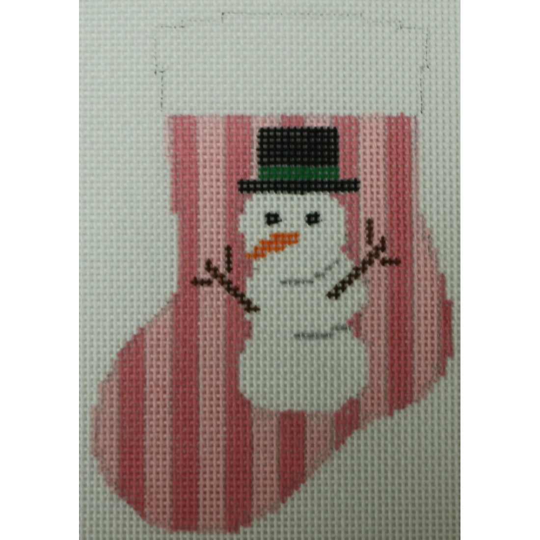 KKO244C big snowman on pink stripes 4.5 x 3