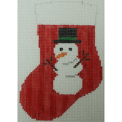 KKO244D big snowman on red stripes 4.5 x 3