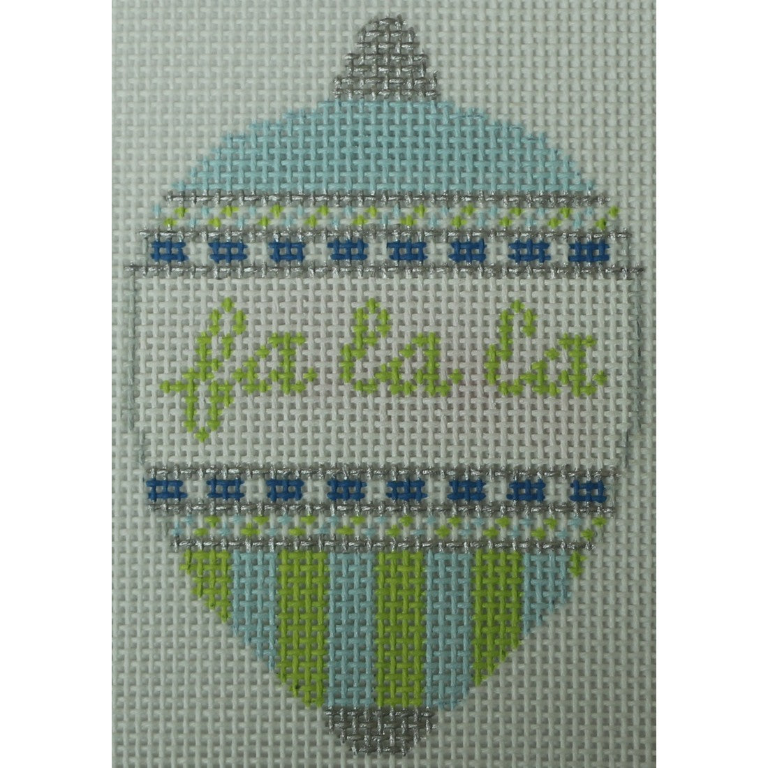 KKO245A fa la la bauble blue and green 3.5 x 2.5