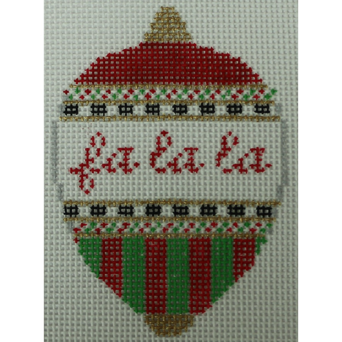 KKO245C fa la la bauble red and green 3.5 x 2.5