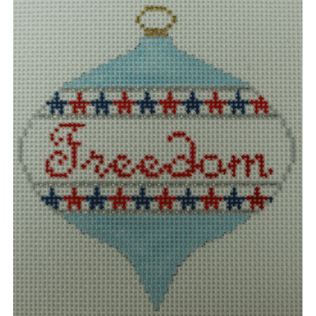 KKO247A freedom bauble with stars on light blue 3.75 x 3.5