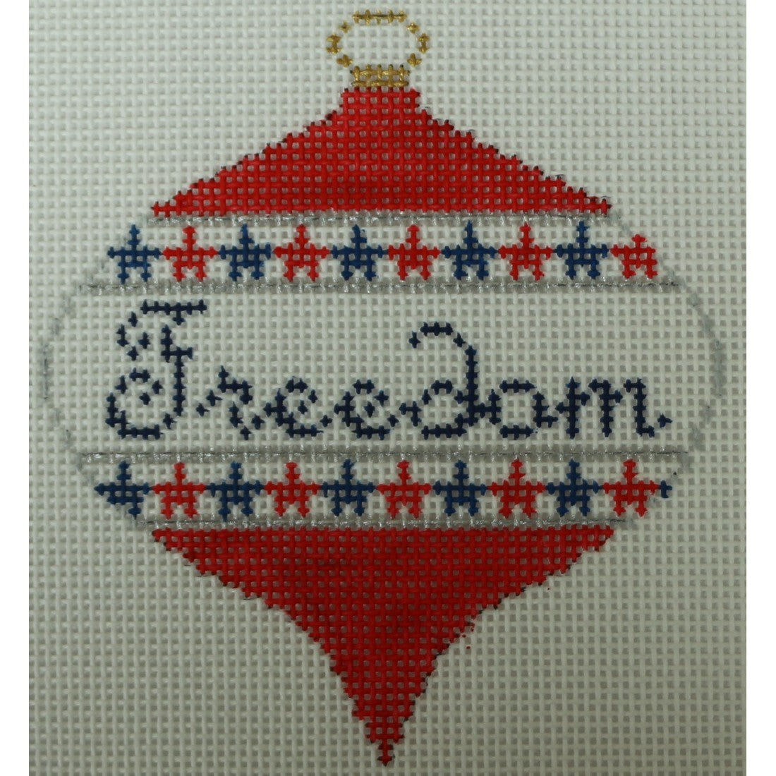 KKO247C freedom bauble with stars on red 3.75 x 3.5